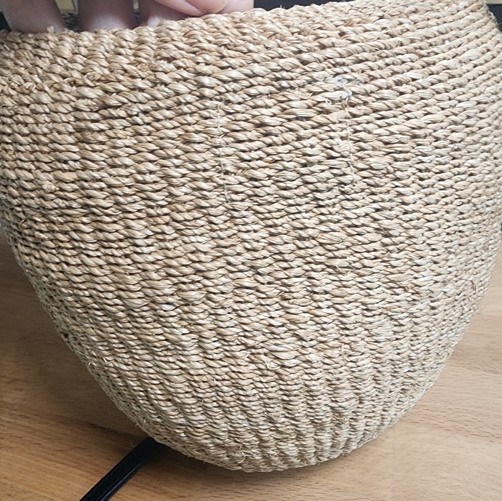 Clare V Natural Woven Raffia Crossbody with Black Leather Handle & Gold Hardware - Picture 8 of 12